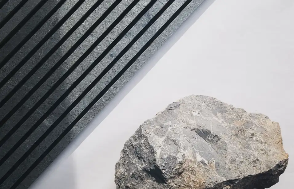 Cell phone shows visualization of acoustic panels on a wall - link to the visualizer for planning the wall cladding